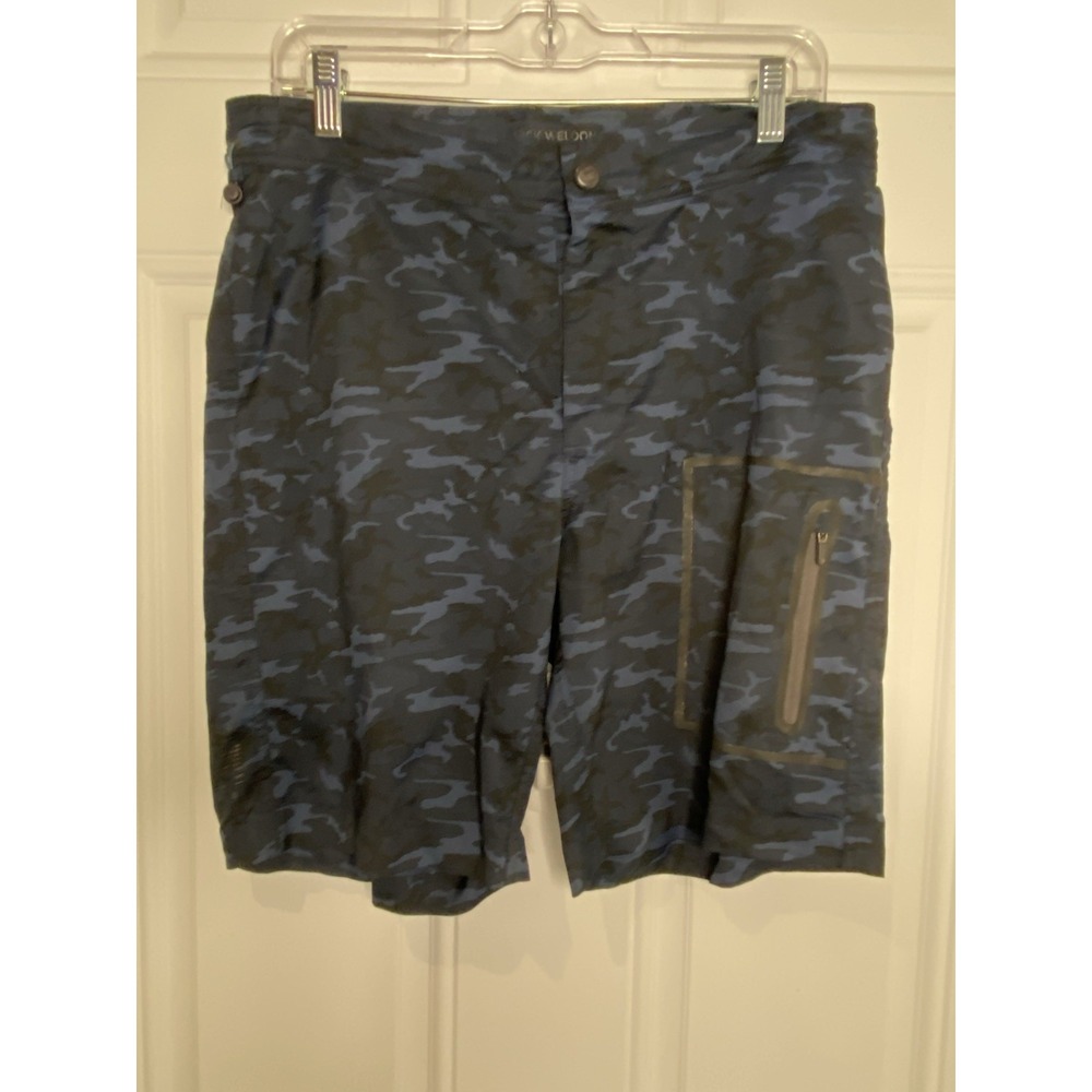 Mack Weldon Men's Medium Blue Camo Hybrid Board Shorts Drawstring Cargo Pocket